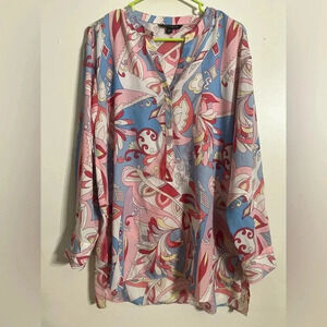 Zac & Rachel size L lightweight pink floral women’s top